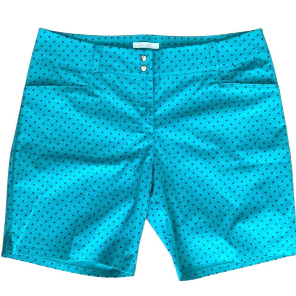 Adidas Golf Shorts Women’s Size 16 Green Diamond Pattern Athletic Casual